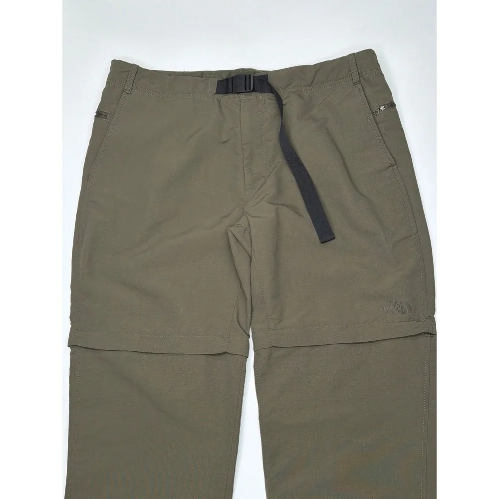 The North Face Mens Convertible Hiking Pants Zip Off Green Khaki Size 38x30‎